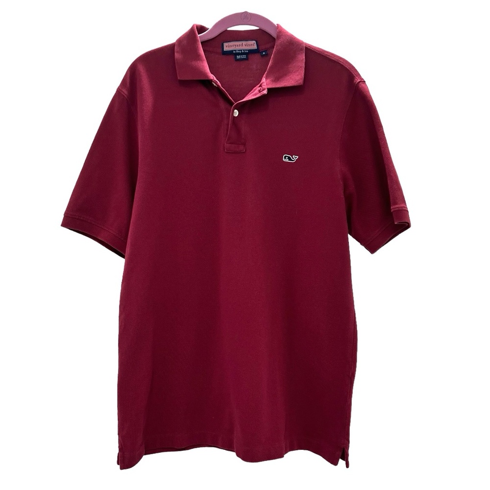 Vineyard Vines Classic Pique Solid Cabernet Maroon Red Polo